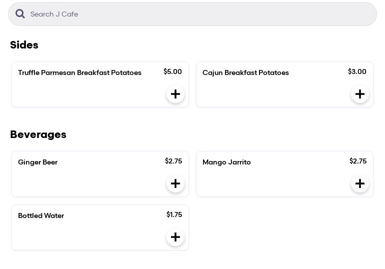 J Café Menu