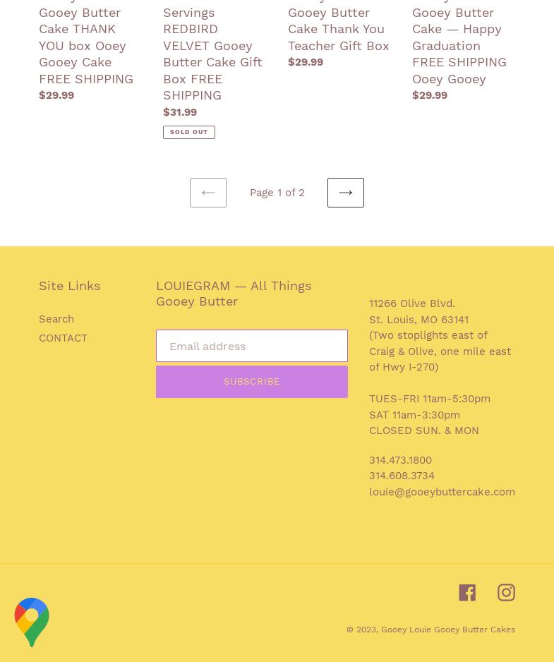 Gooey Louie Gooey Butter Cakes Menu