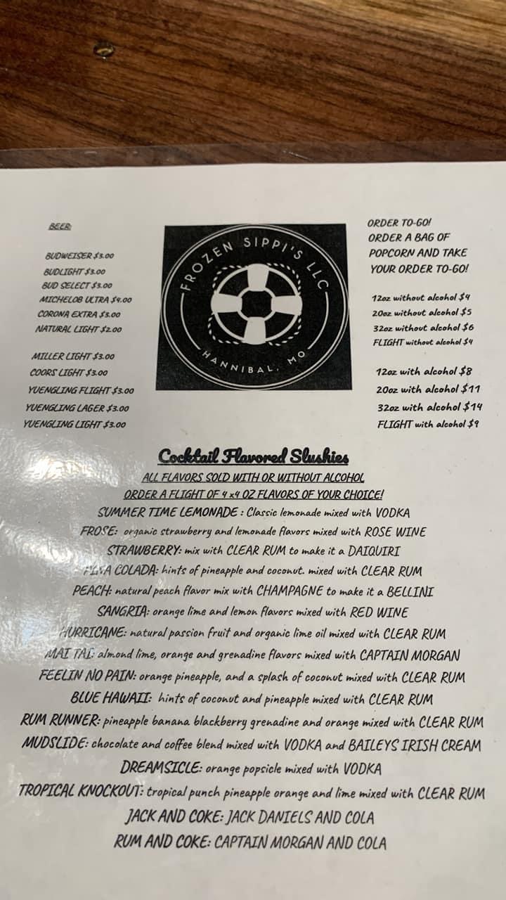 Frozen Sippi’s LLC Menu