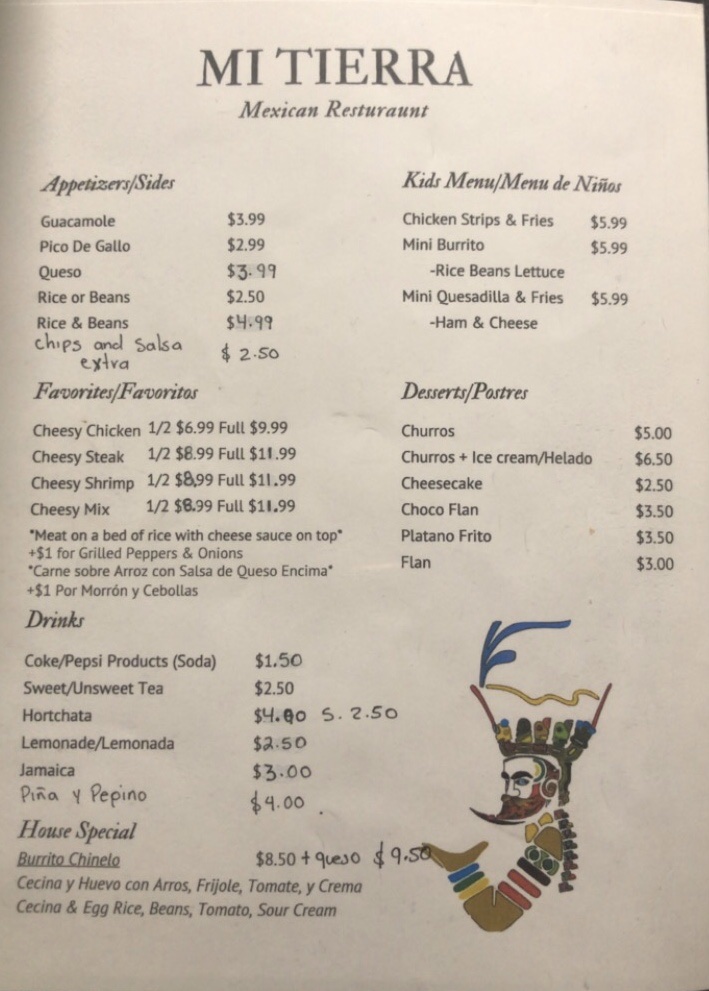 Taqueria Mi Tierra Menu