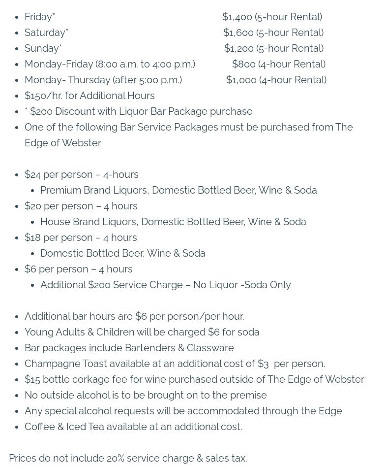 The Edge of Webster Menu