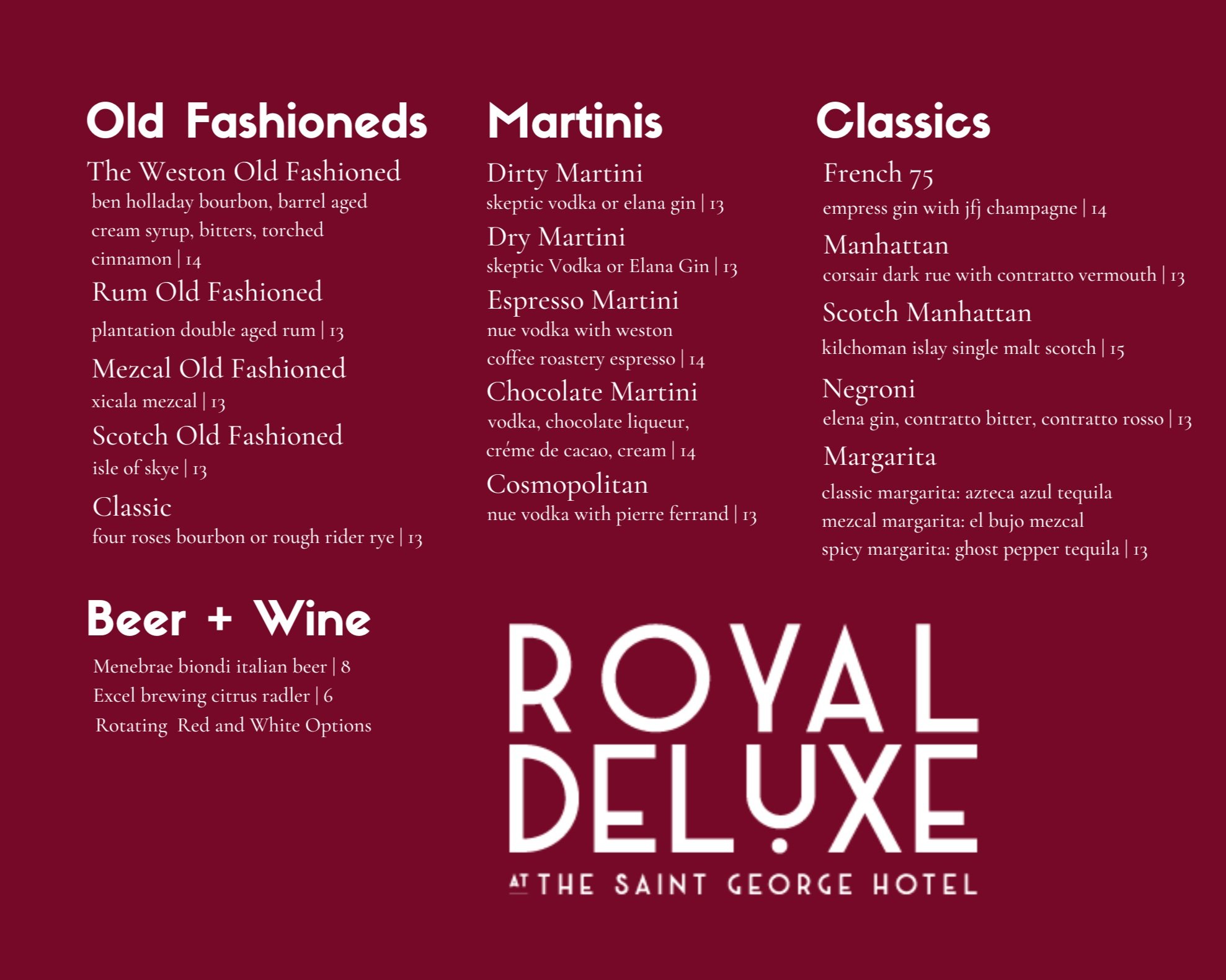 Royal Deluxe Menu