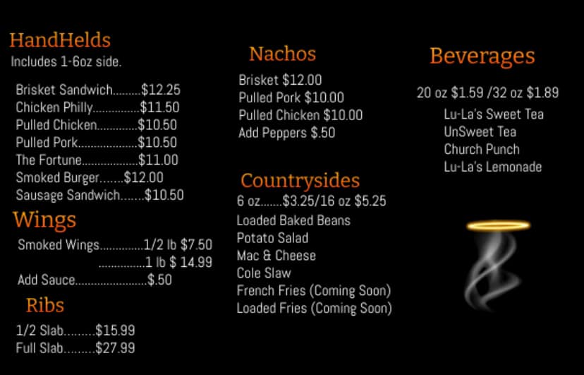 Holy Smokes BBQ Columbia, MS Menu