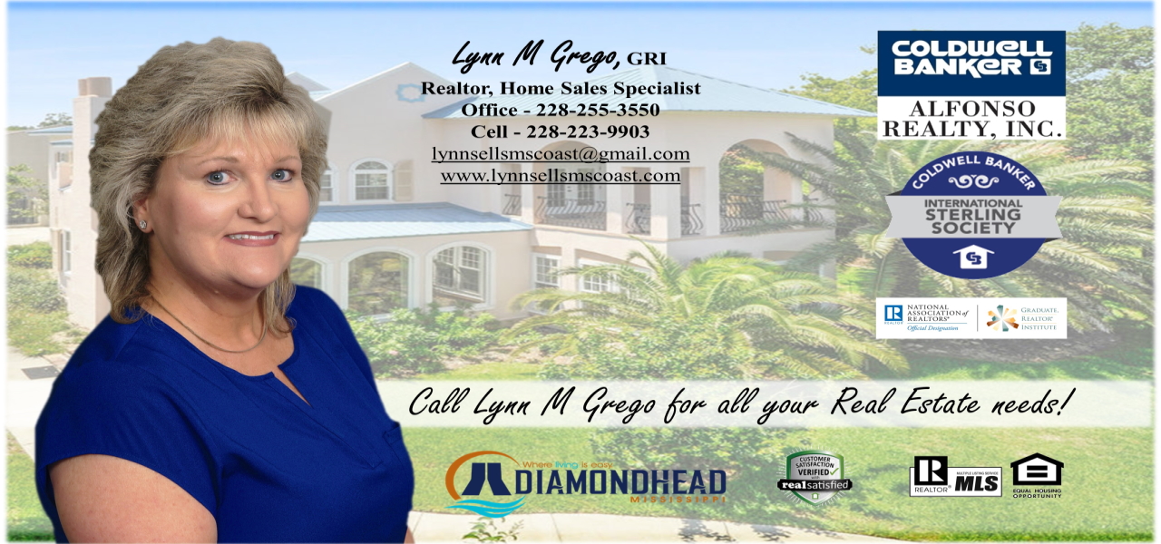 Lynn Grego, Realtor Coldwell Banker Alfonso Realty 4300 Gex Rd, Diamondhead Mississippi 39525