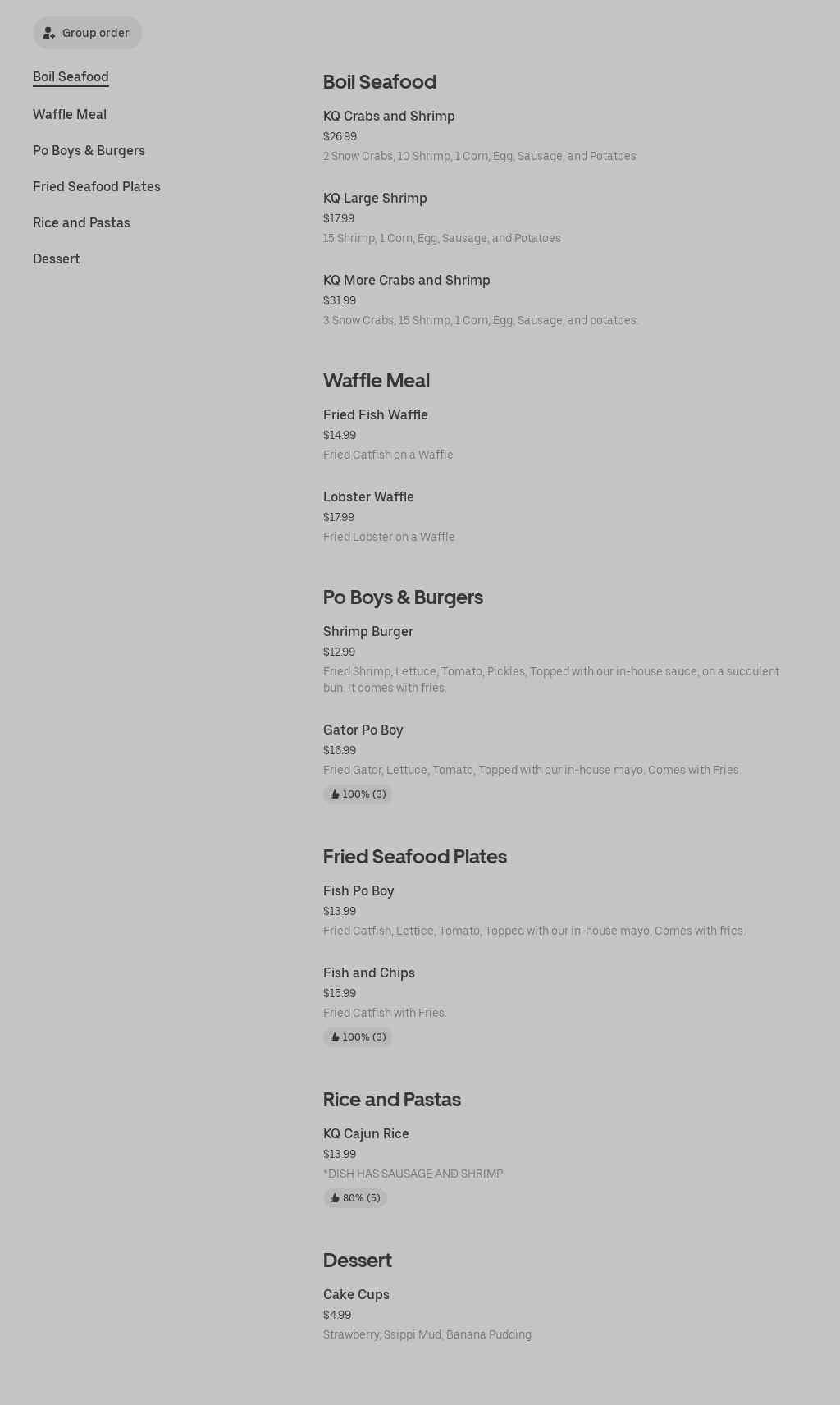 The Market Cafe Menu