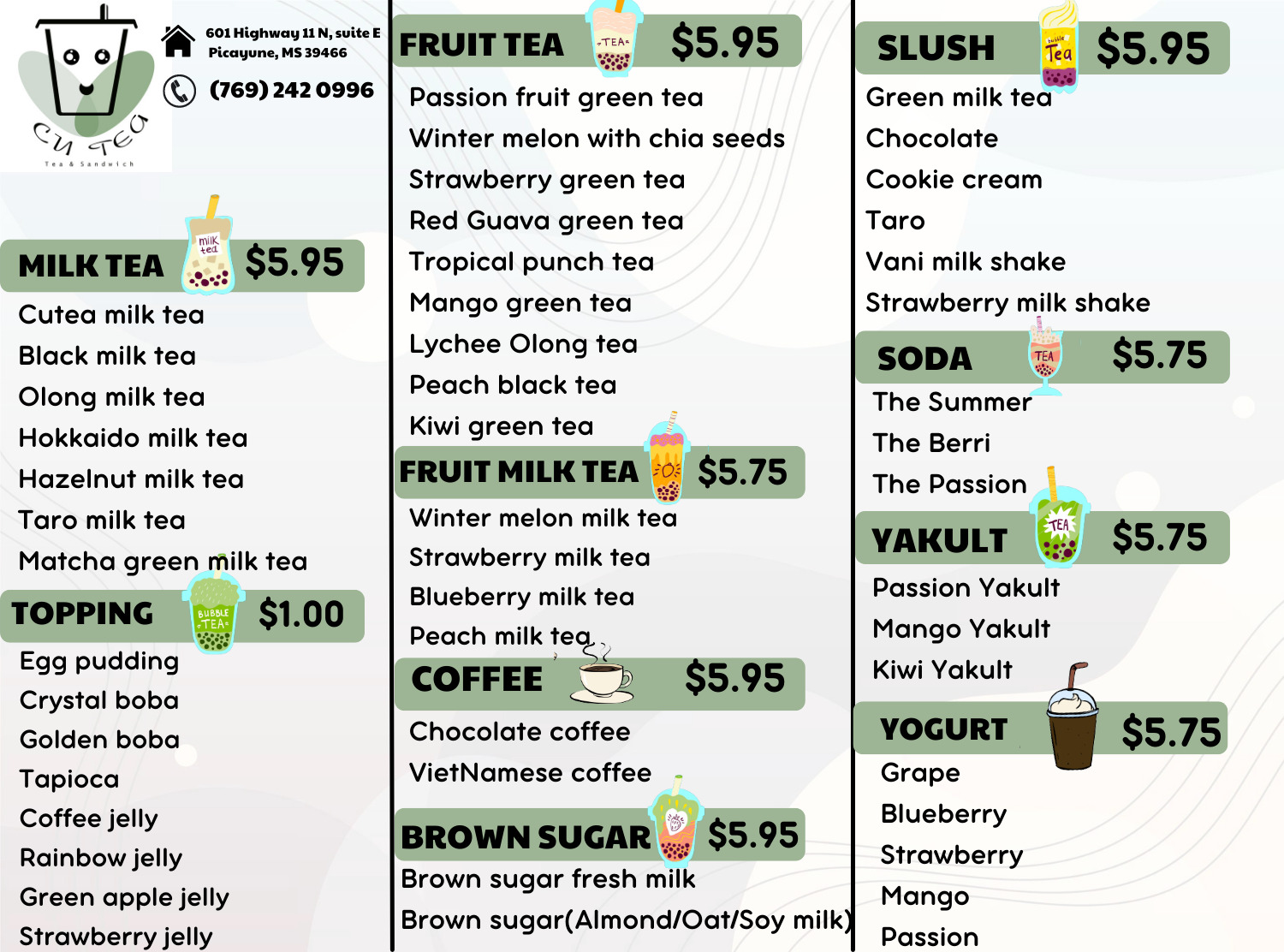 Cutea, LLC- MS Menu