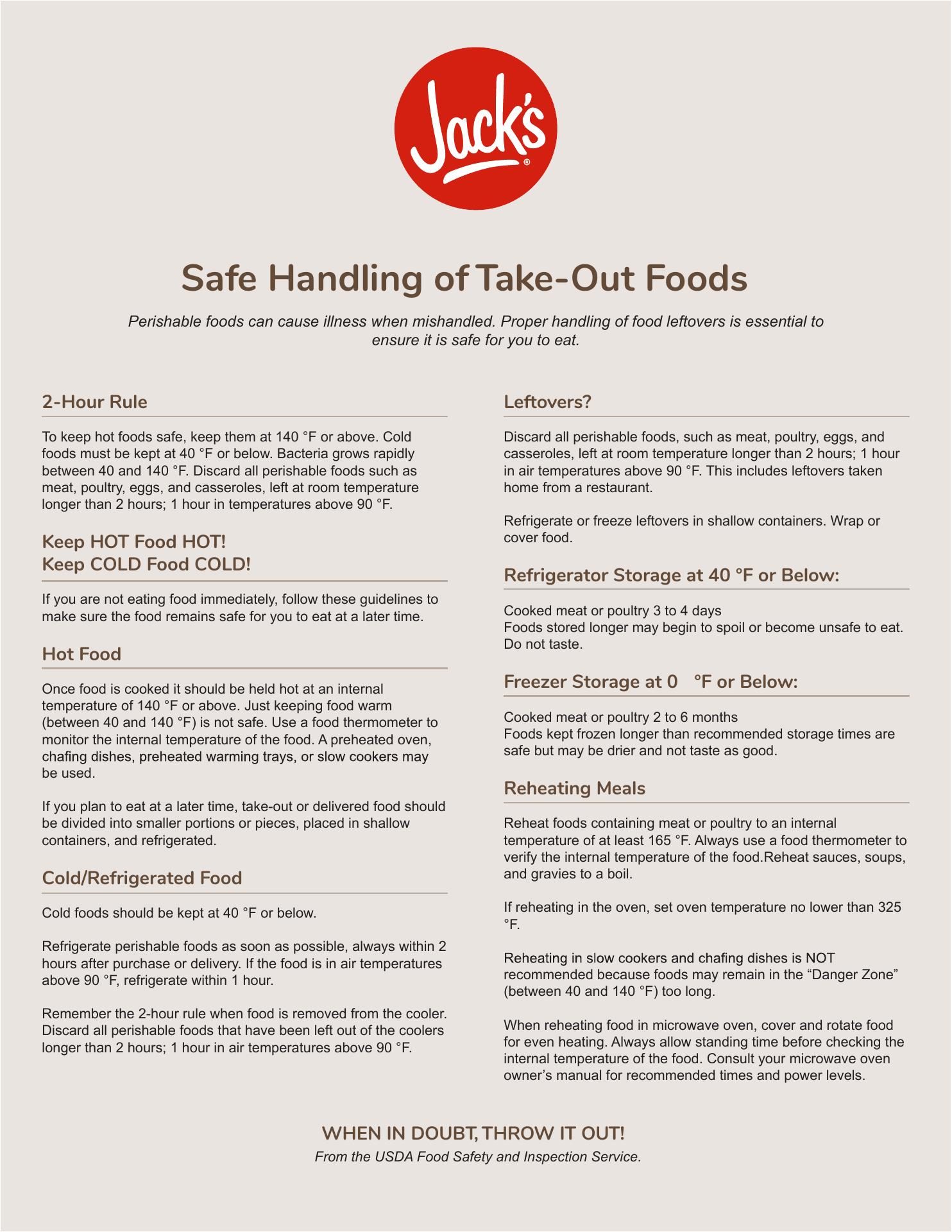 Jack's Family Restaurant Menu