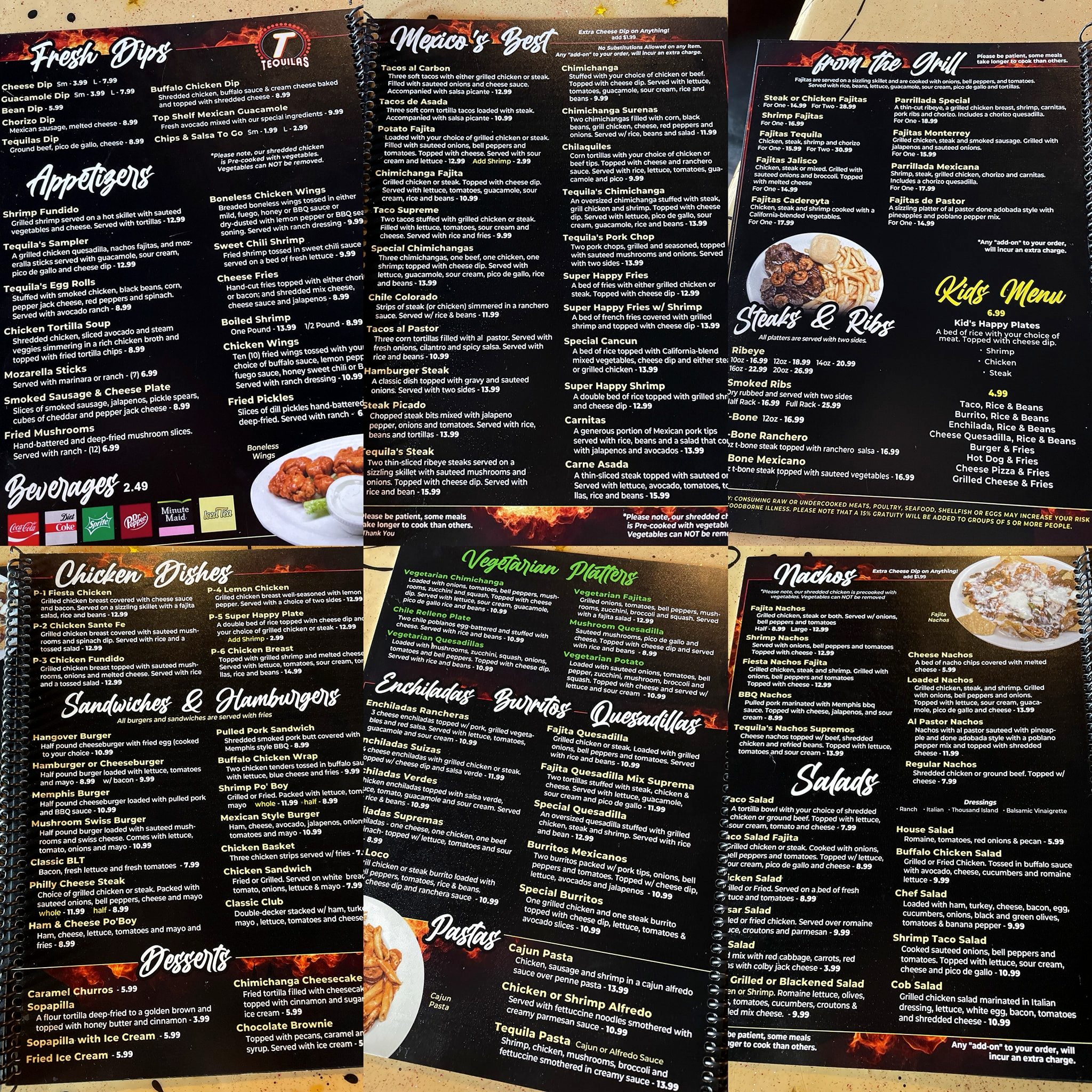 Tequilas Menu