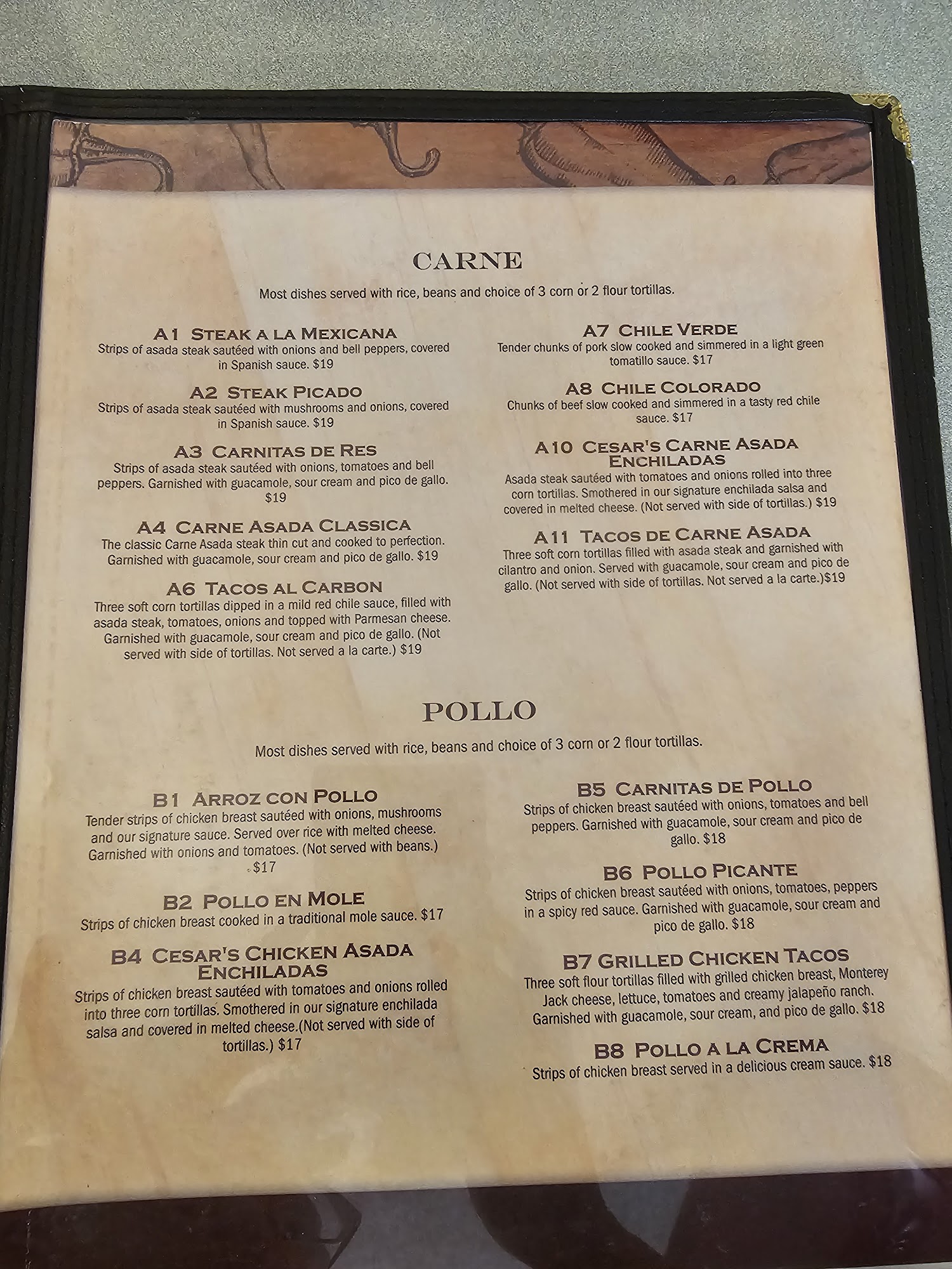 Vic's Place Menu