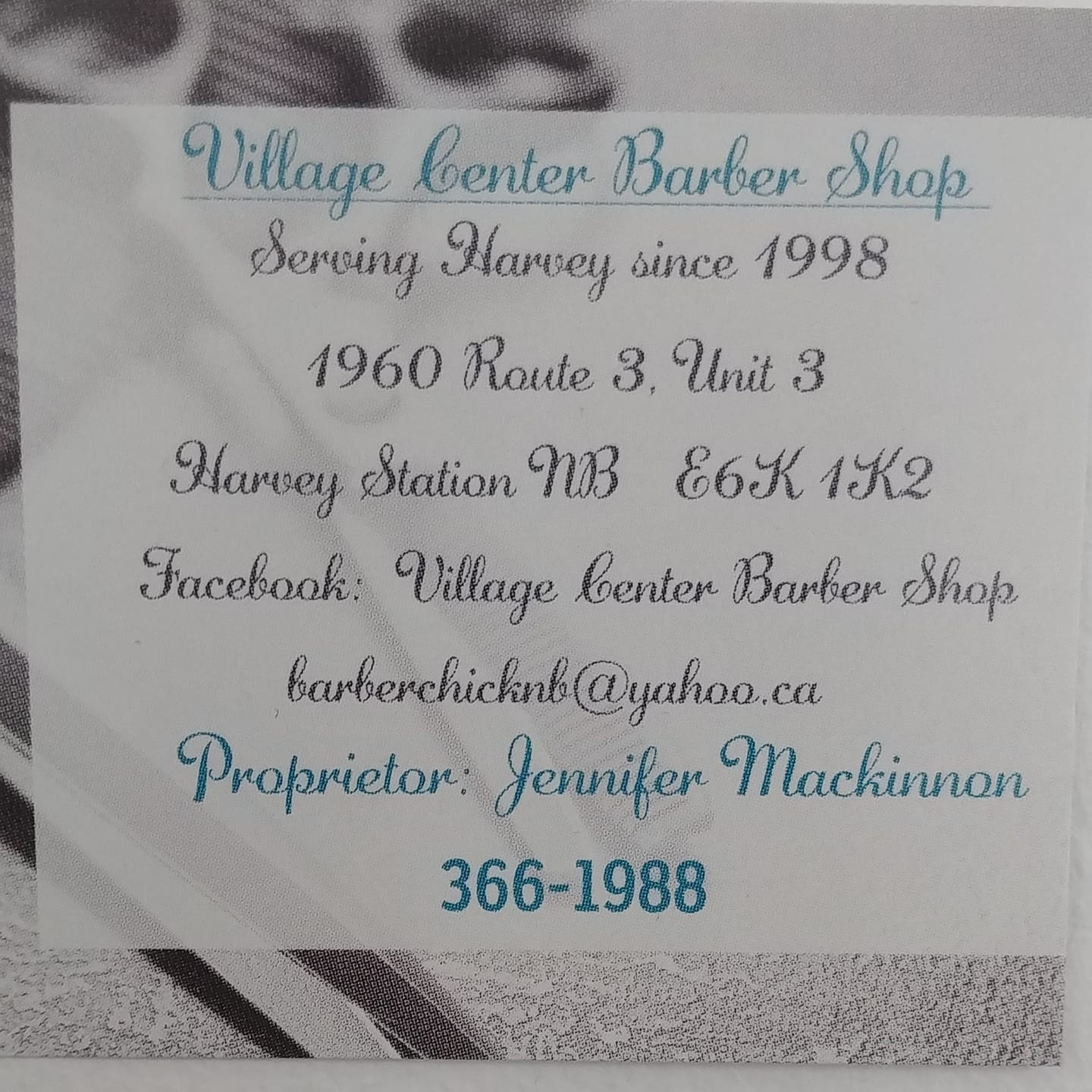 Village Center Barber Shop 1960 NB-3, Harvey Station New Brunswick E6K 1K2