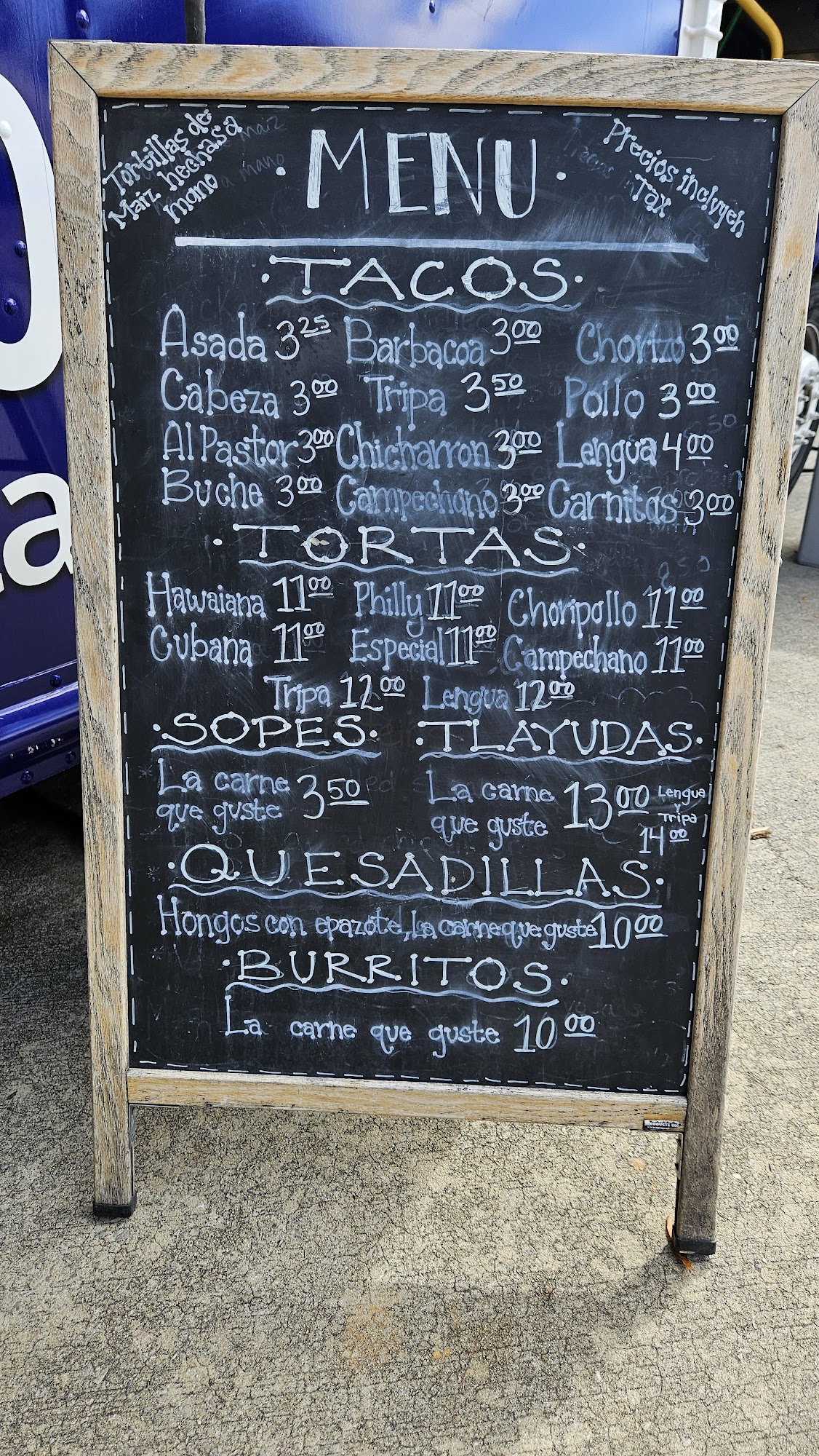 El Rey del Taco (Food truck) Menu