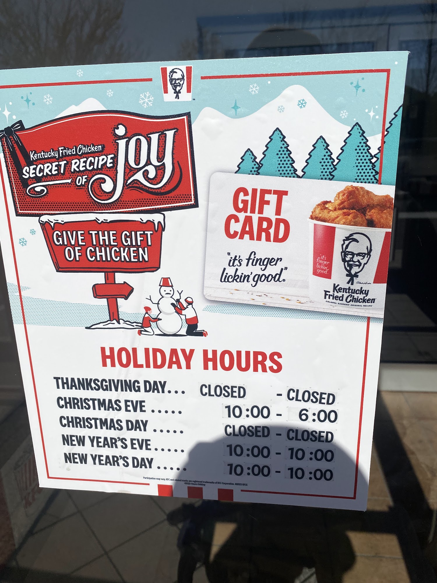 KFC Menu