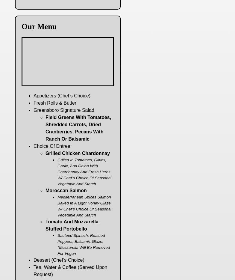 The Dinner Detective Murder Mystery Show Menu