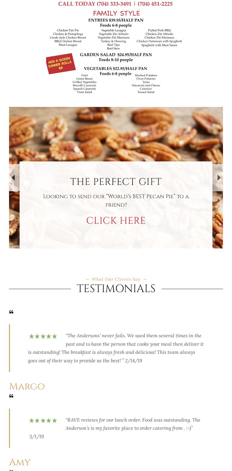 Anderson Catering Menu
