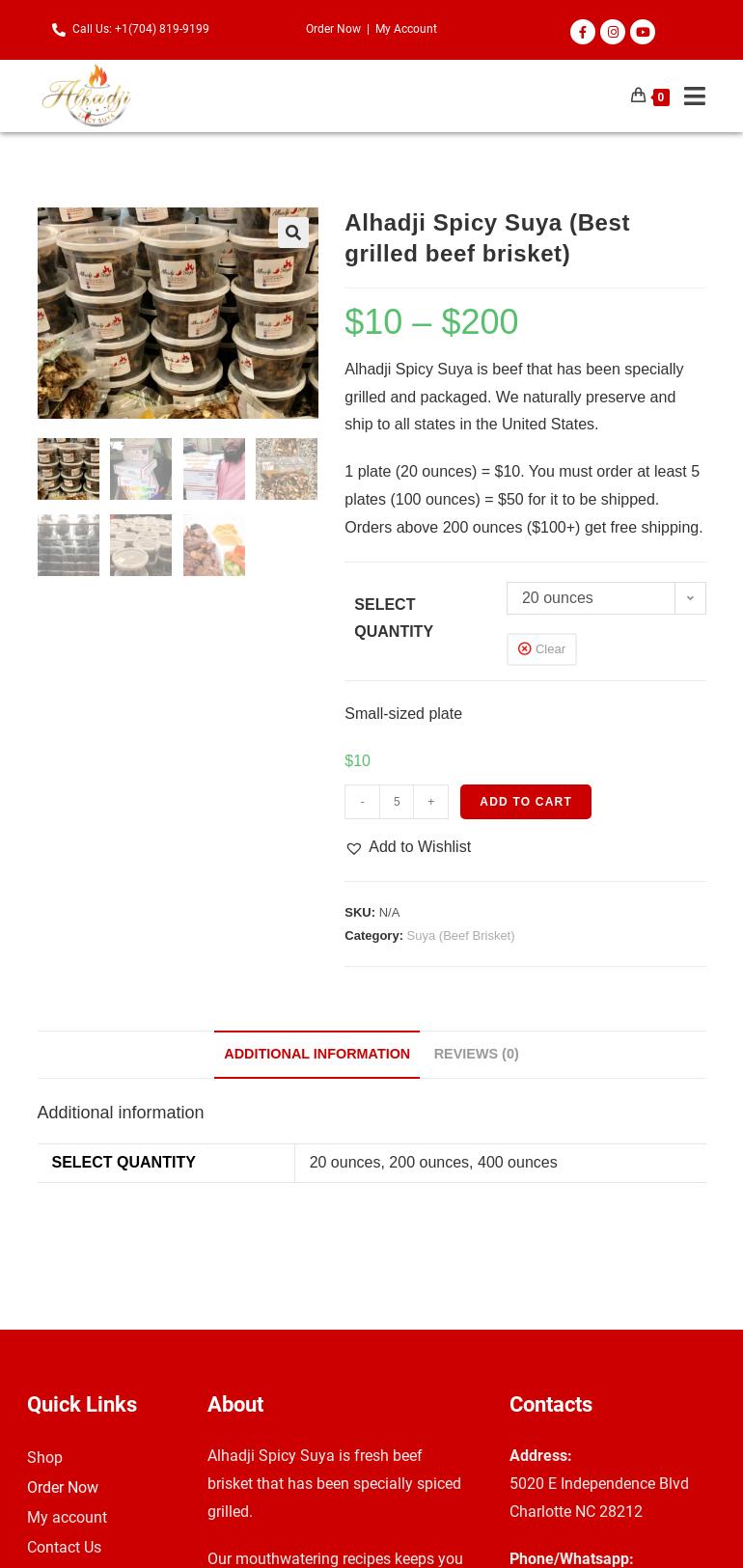 Alhadji Spicy Suya Food Truck Menu