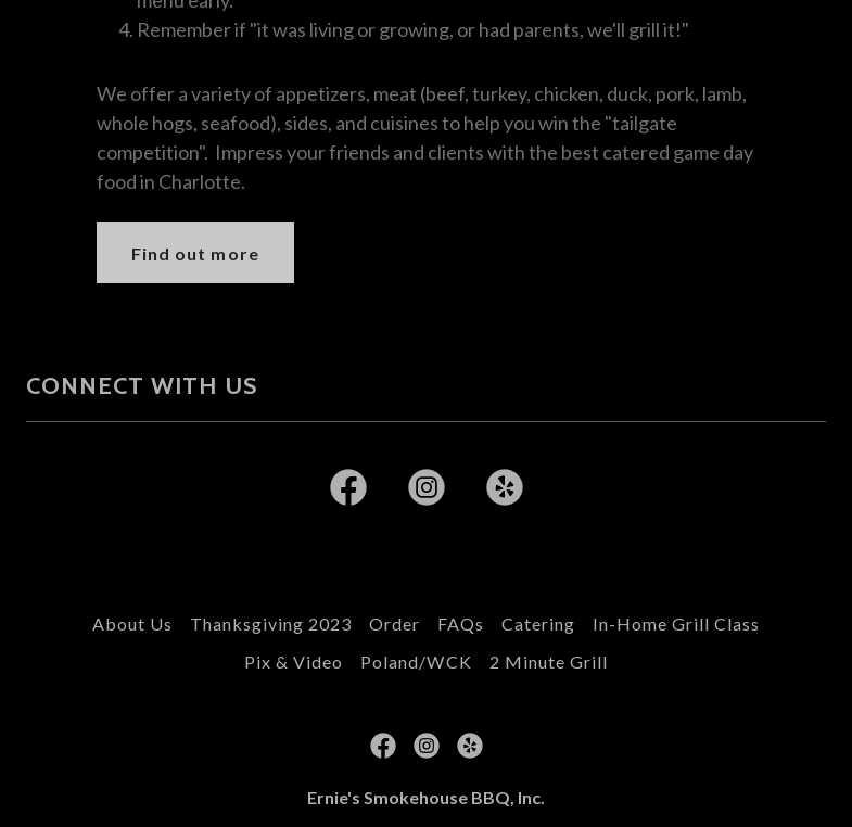 Ernie's Smokehouse BBQ Inc. Menu