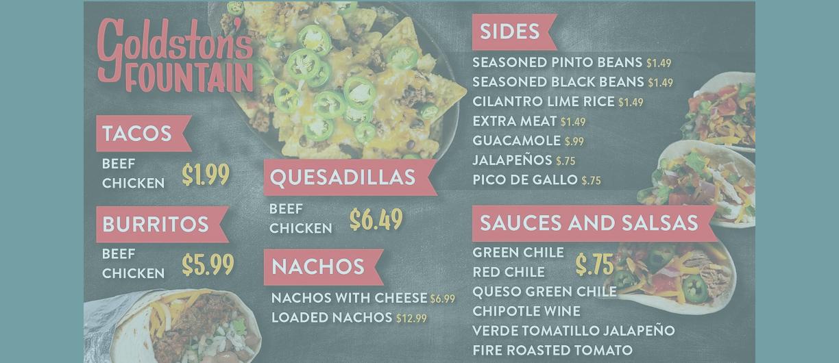 The Glass Bottom at Goldston's Beach Menu