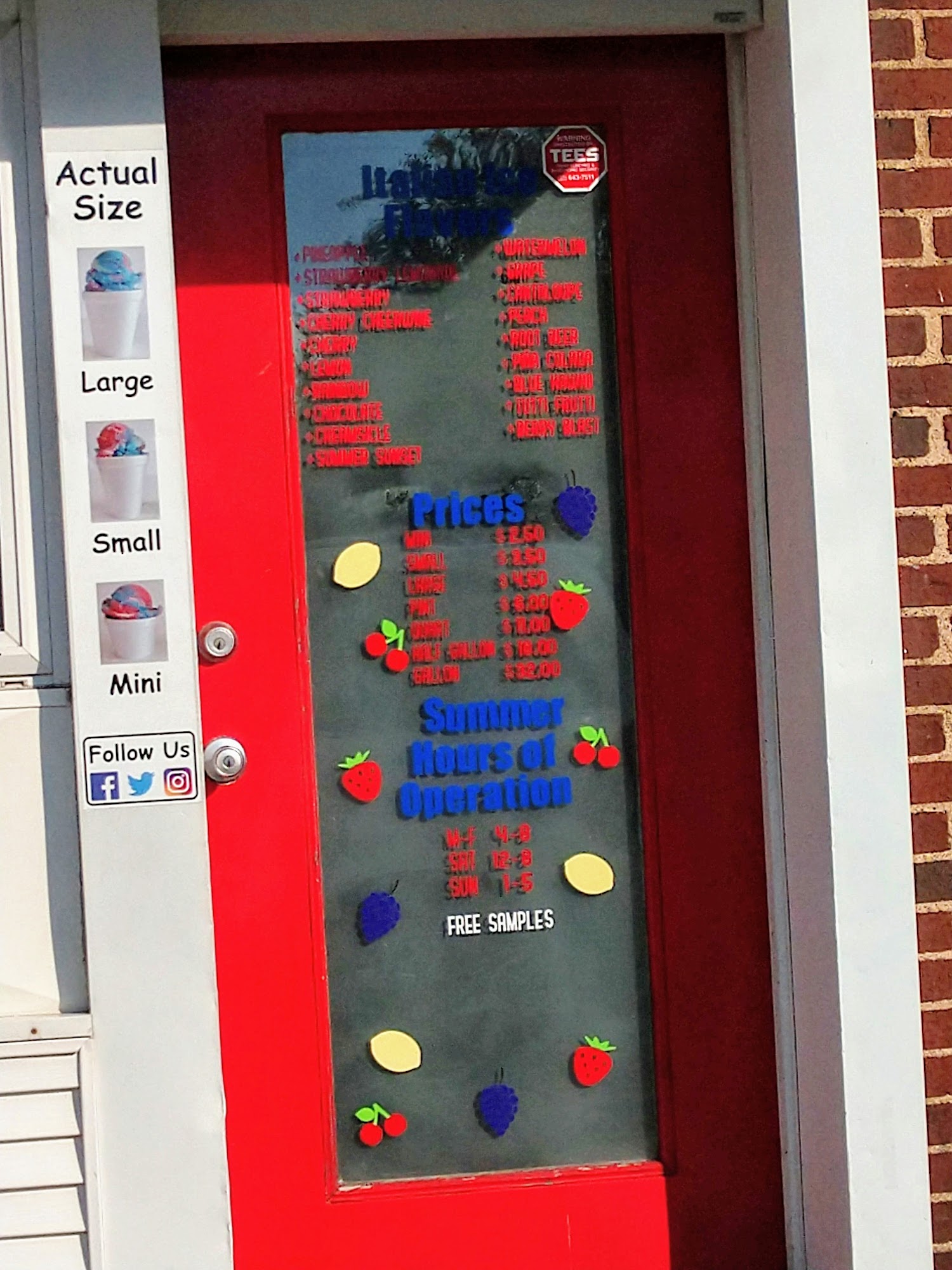 Mike and Mikes Italian Ices Menu