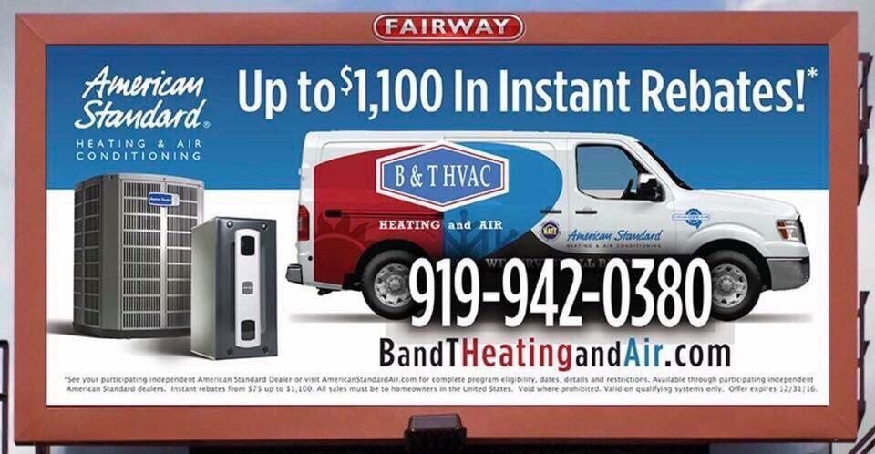 B & T HVAC Heating & Air Conditioning 699 East St, Pittsboro North Carolina 27312