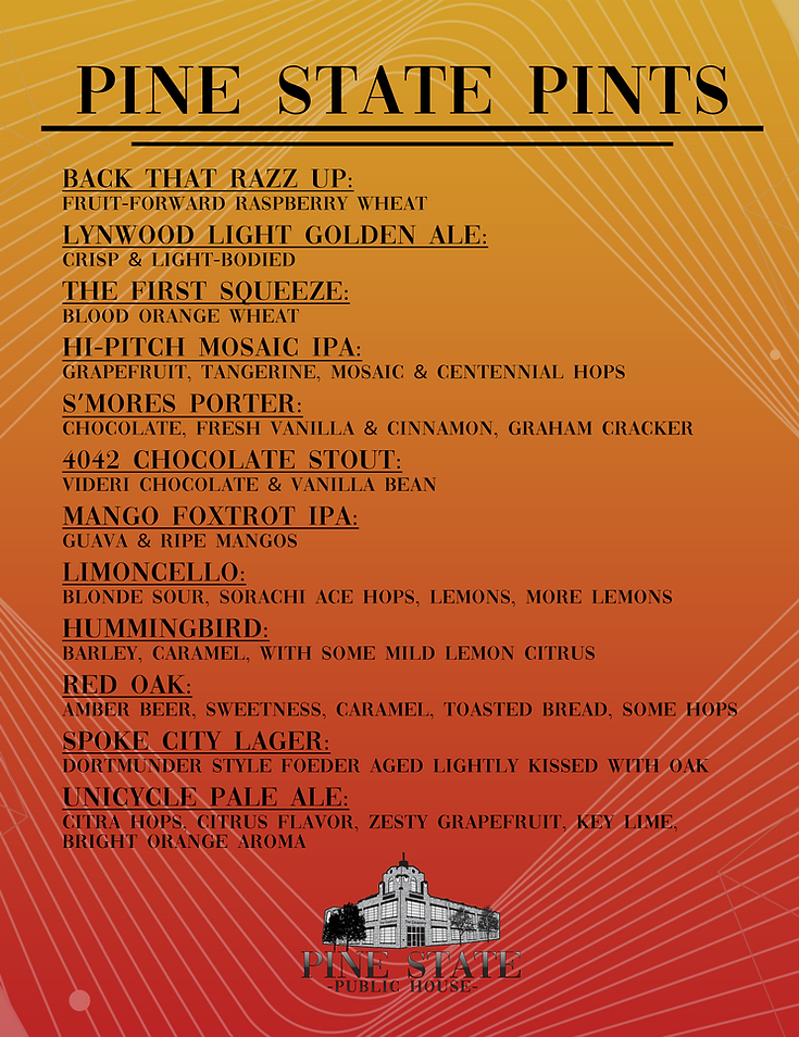 Pine State Public House Menu
