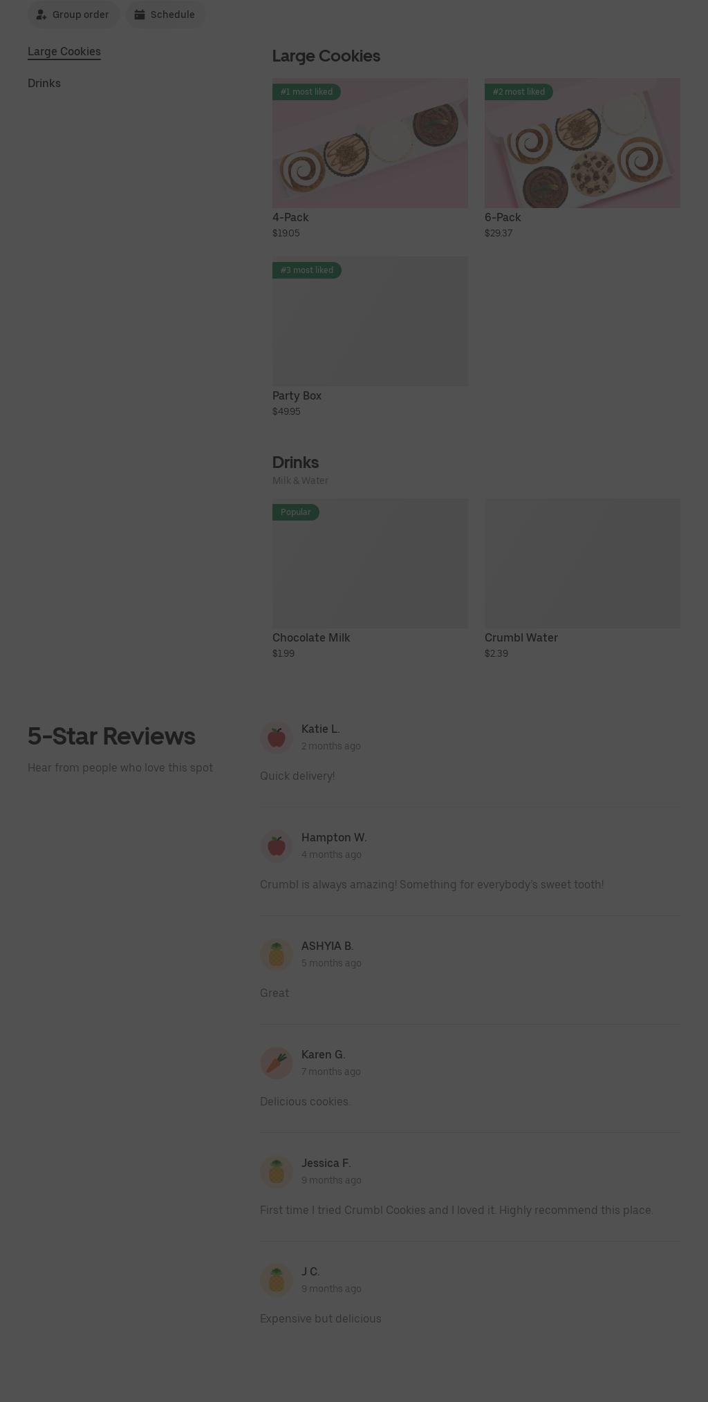 Crumbl - Six Forks Menu