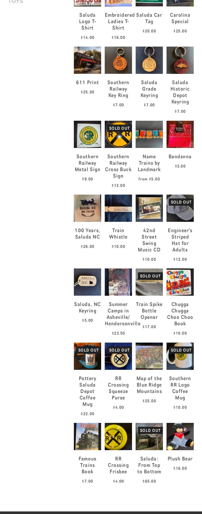 Saluda Sweet Shoppe Menu