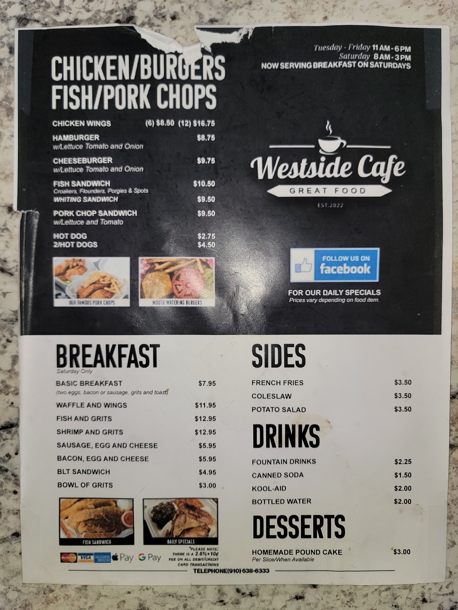 Westside Cafe Menu