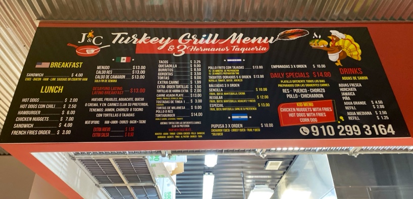 J & C Turkey Grill Menu