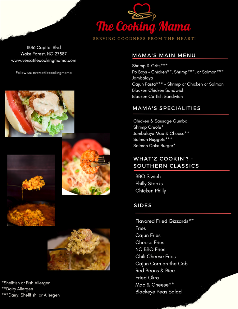 The Versatile Cooking Mama Menu