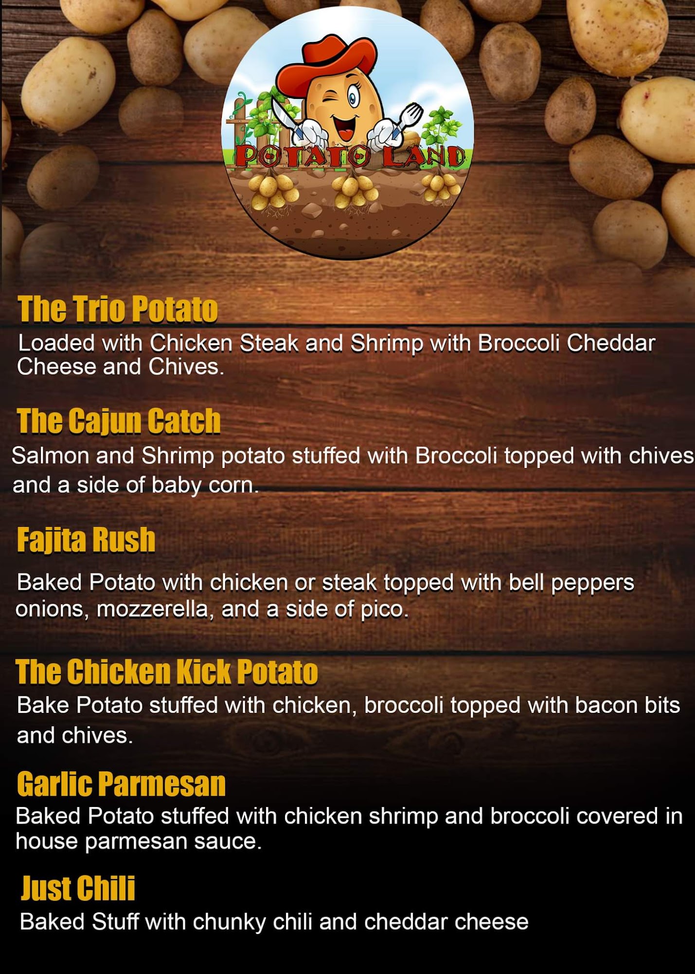 Potato Land LLC Menu