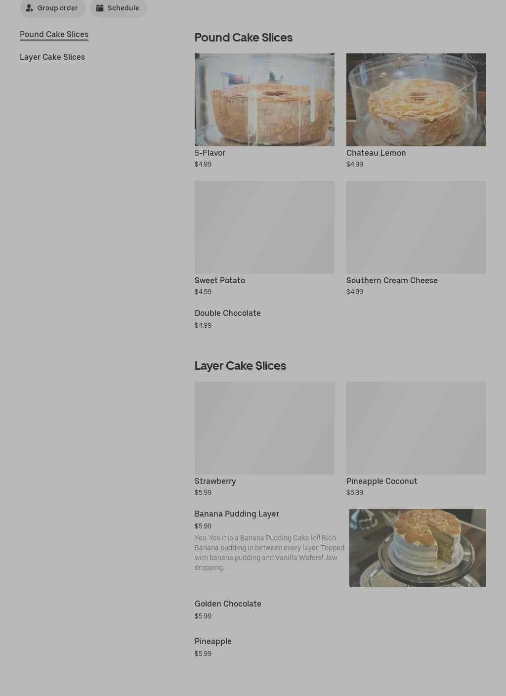 Le'Chateau Bakery Menu