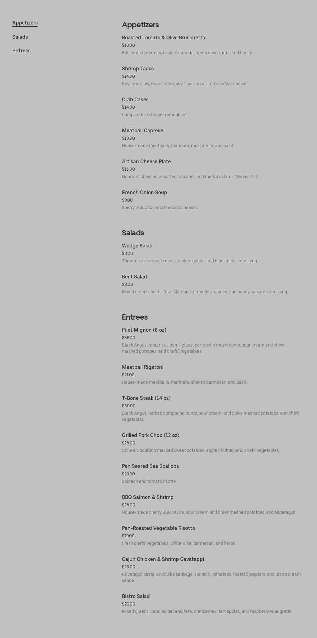 Daylight Donuts Menu