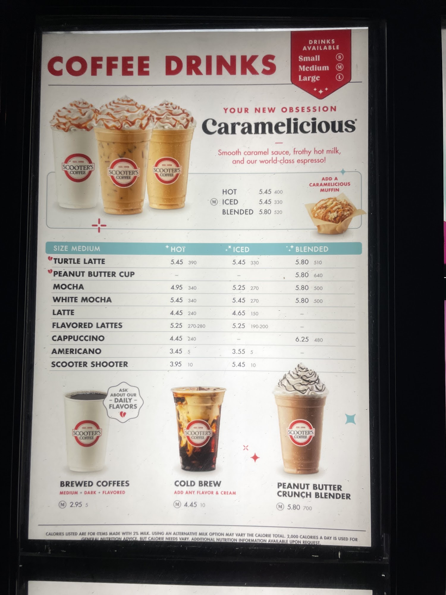 Scooter's Coffee Menu