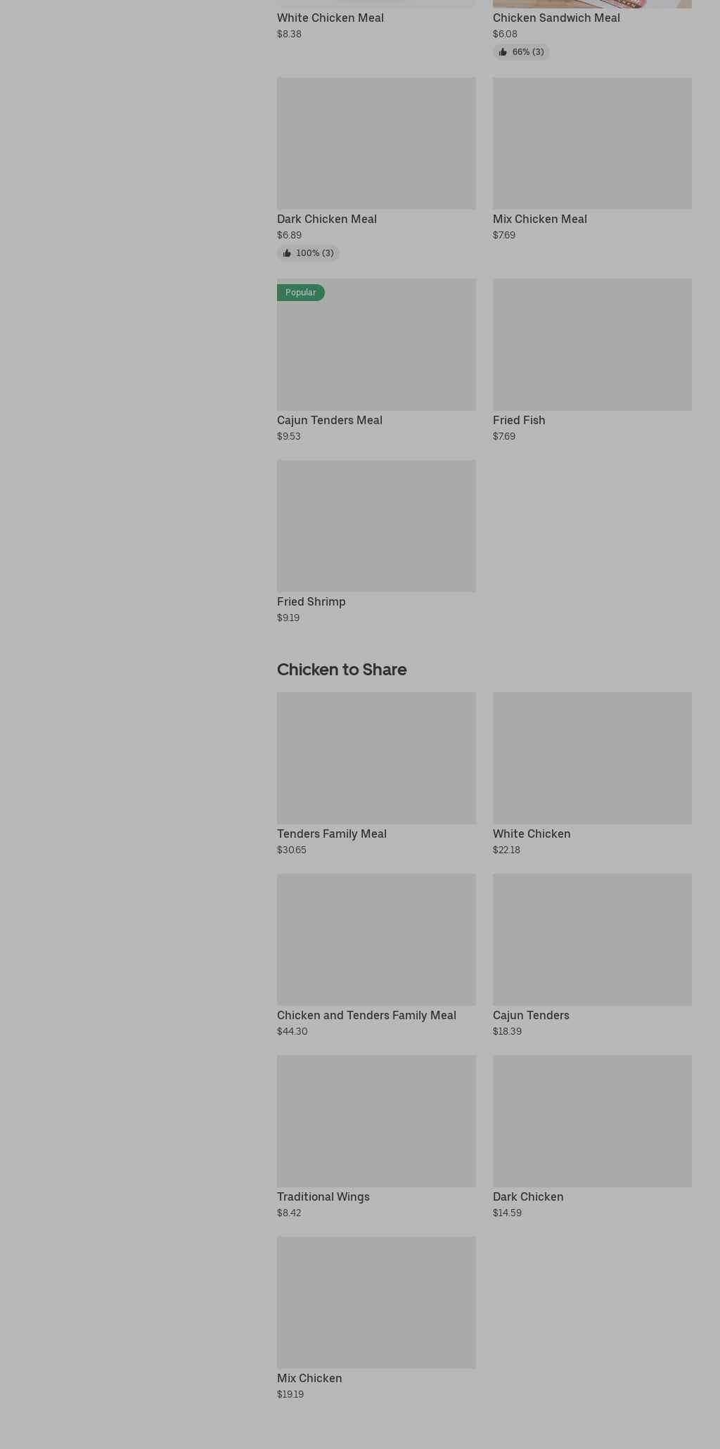 Krispy Krunchy Chicken Menu