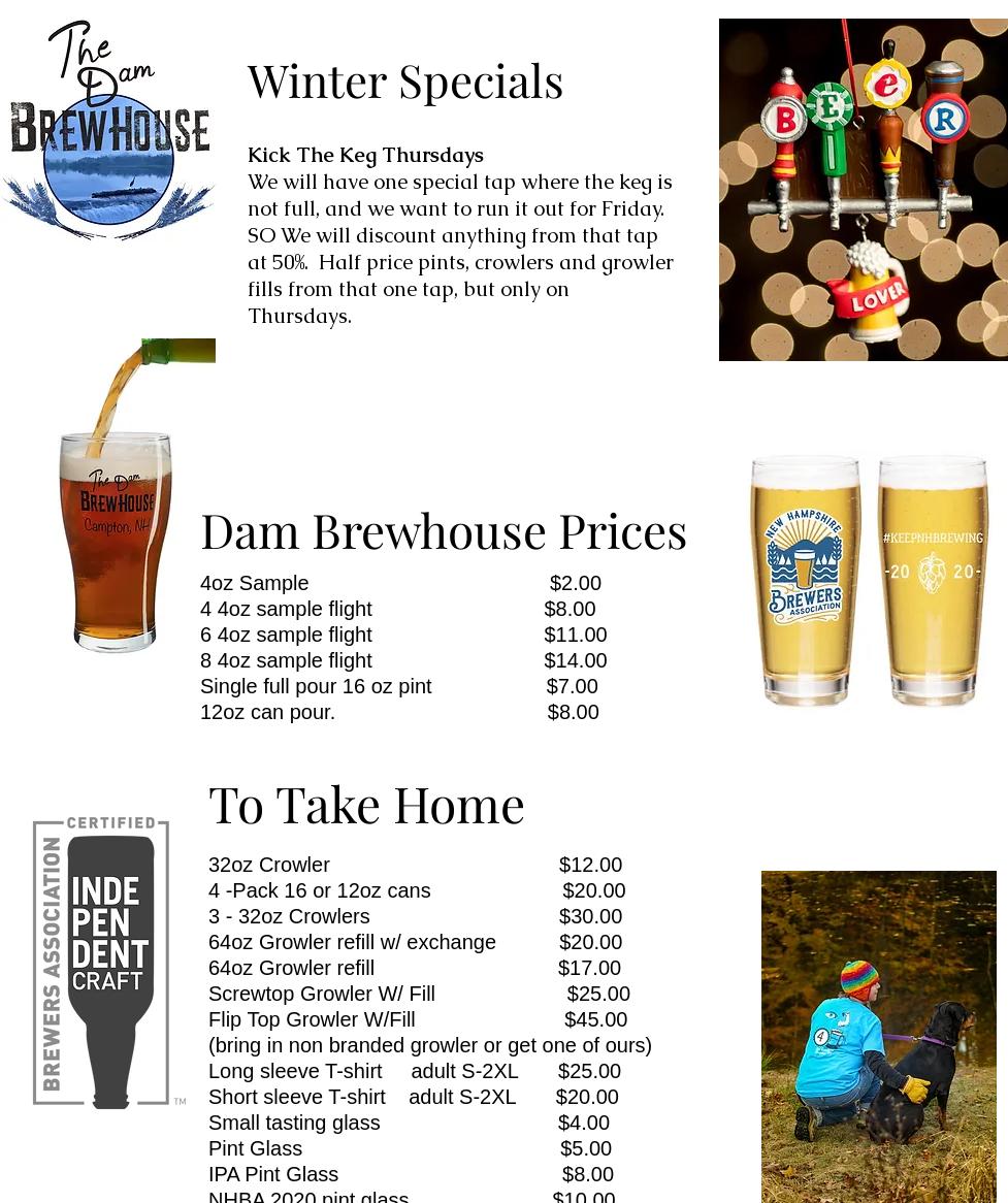 Dam Brewhouse, LLC. Menu