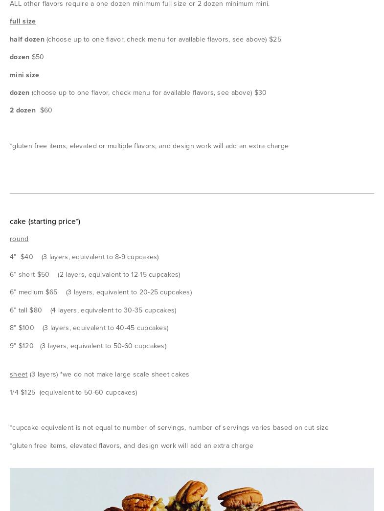 cake. vegan bakery Menu