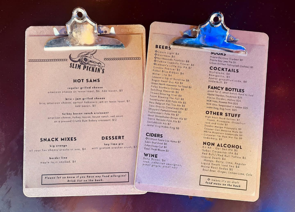 Slim Pickin's Menu