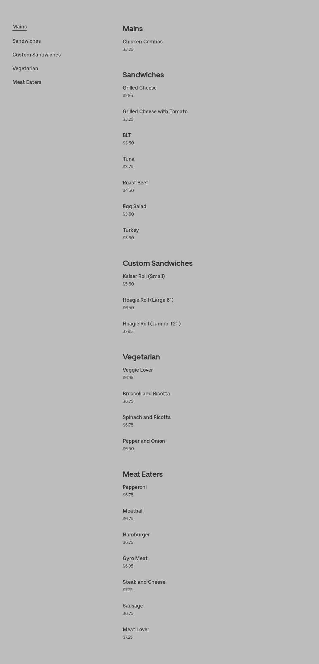 Crown Fried Chicken Menu