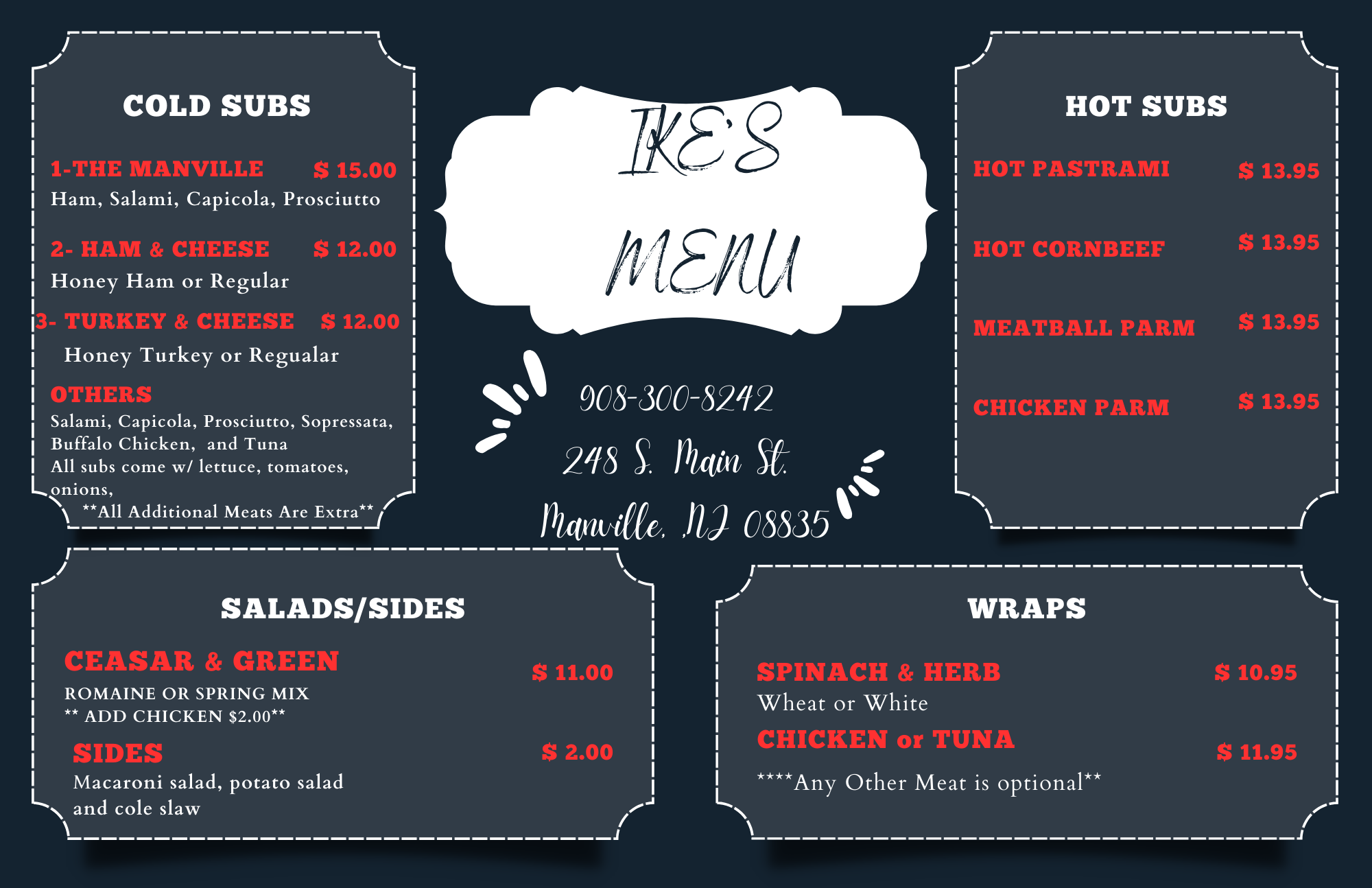 Ike's Sub Shop Menu