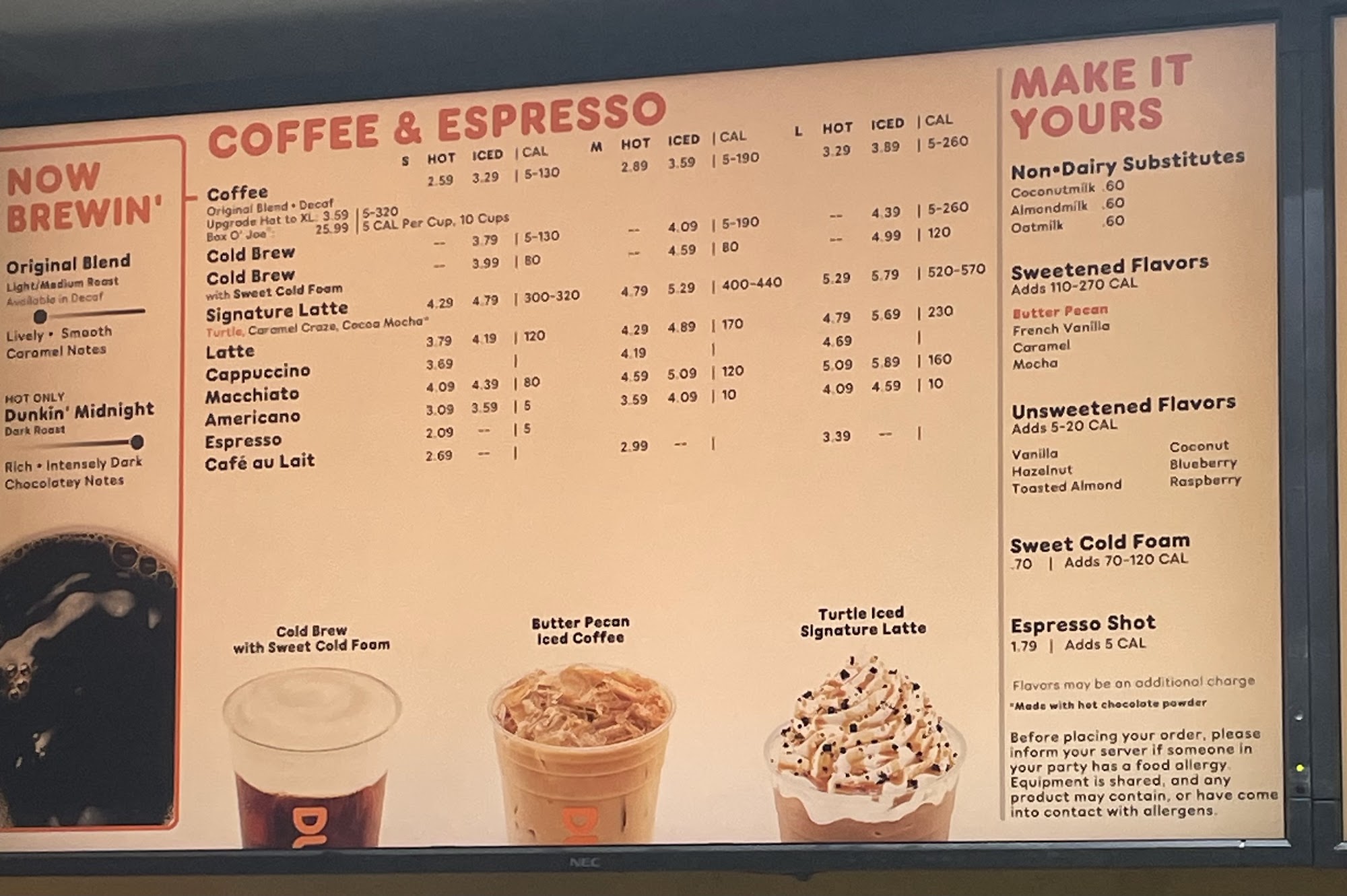 Dunkin' Menu