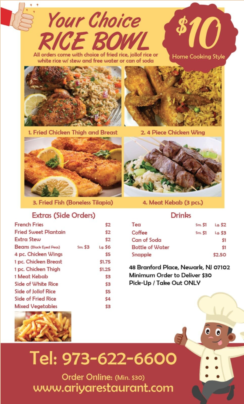 Ariya Restaurant & Lounge Menu