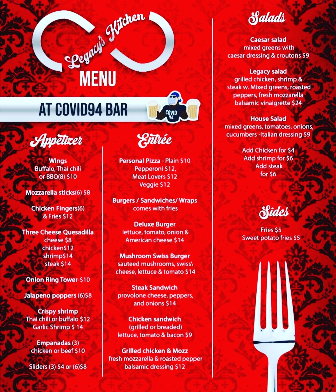 Covid94 Bar Menu
