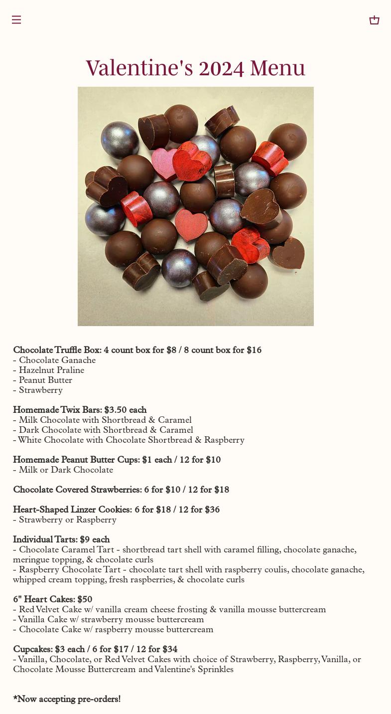 Despina's Cream Bakery Menu