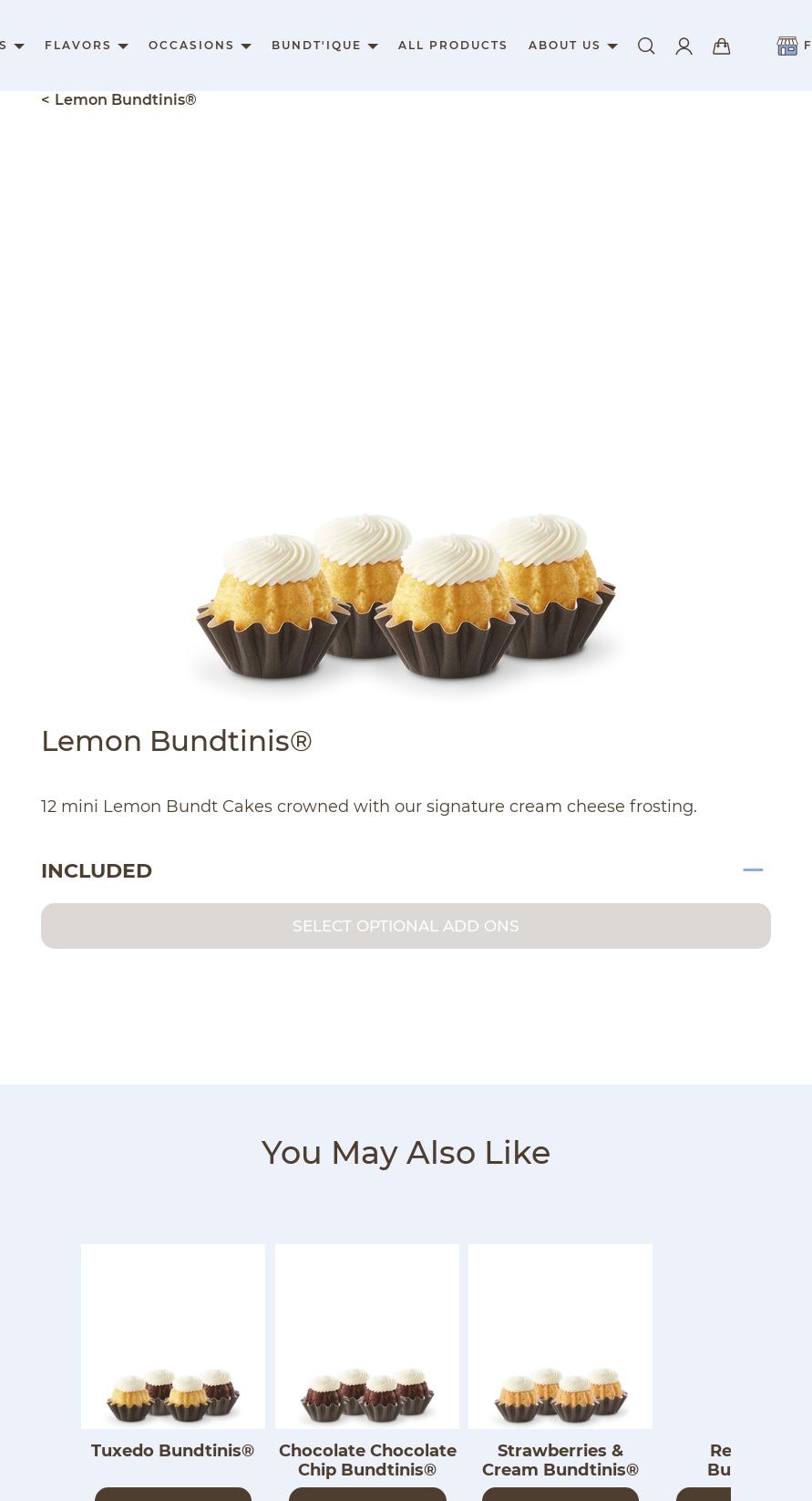 Nothing Bundt Cakes Menu