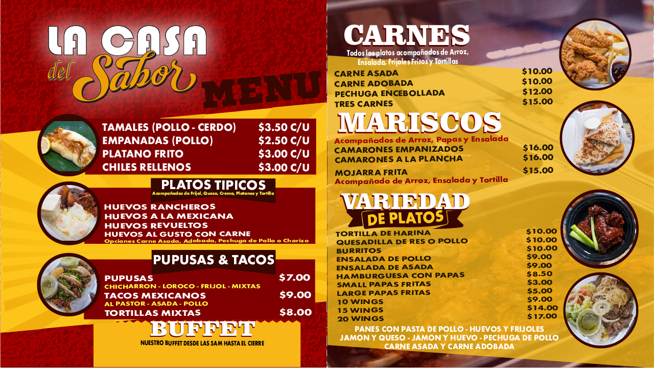 La Casa Del Sabor Menu