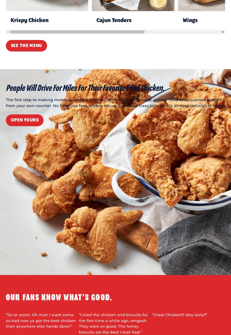 Krispy Krunchy Chicken Menu