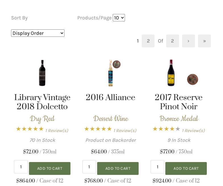 Noisy Water Winery Menu