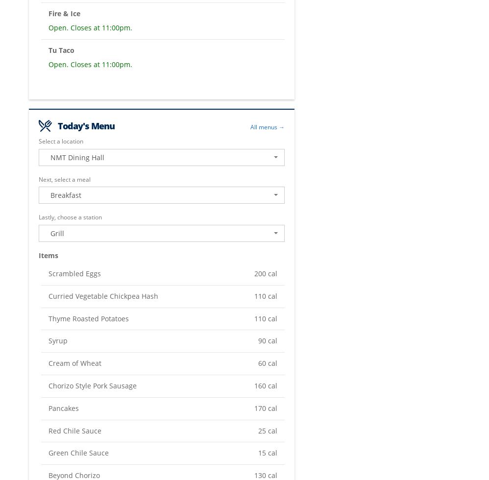 Fire and Ice Coffee Shop Menu