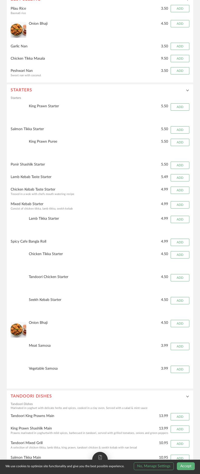 Cafe Bangla Menu