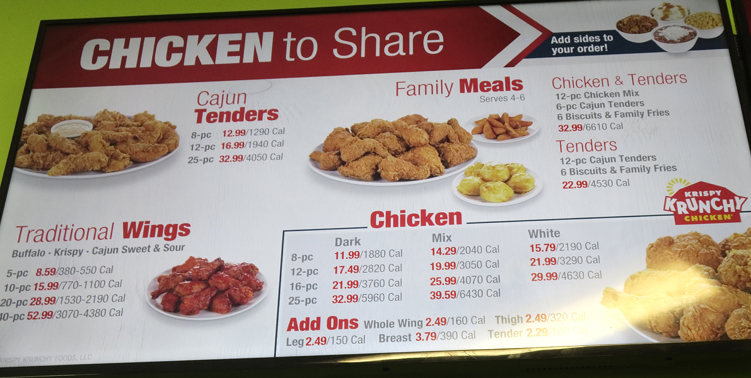 Krispy Krunchy Chicken Menu